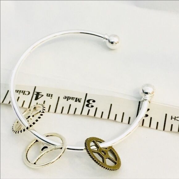 Silver Round Removable Beads Cuff Bangle Bracelet - Picture 4 of 4